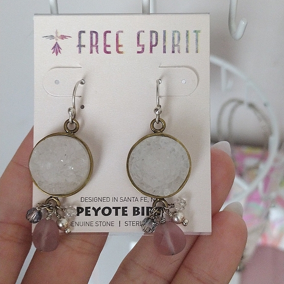 NWT $100 Peyote Bird Druzy Sterling Silver And GenuineGemstones Earrings - Picture 2 of 2